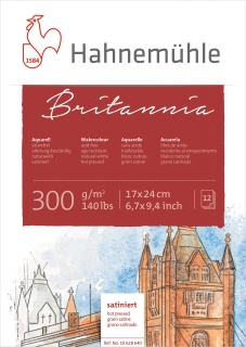 Aquarellblock Britannia satiniert 300g/m², 17x24cm, 12Blatt